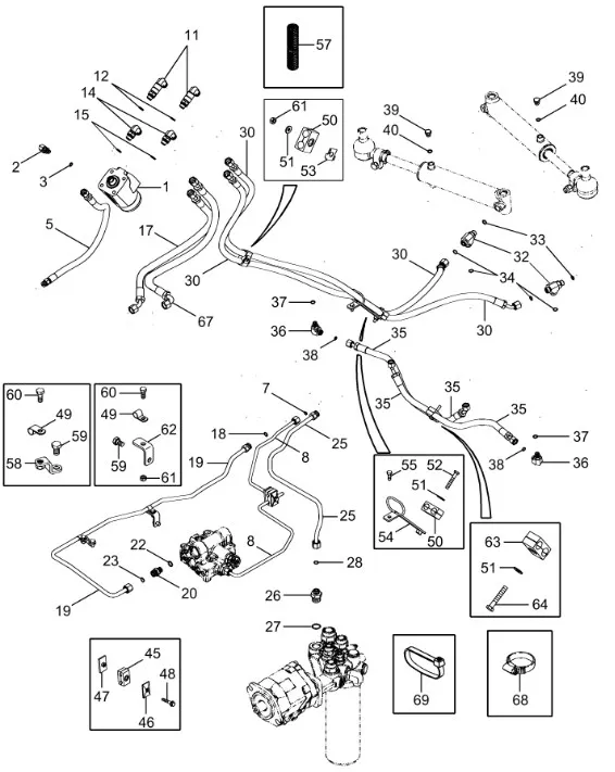 87352870 - Шланг гидравл. 700мм рул. сист. TGT8/Mg.
